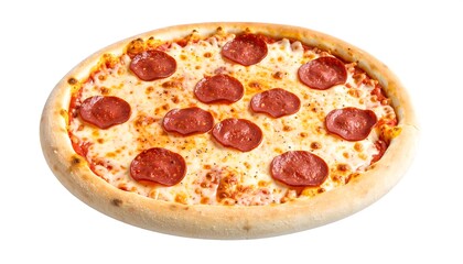 Round pizza with pepperoni and cheese