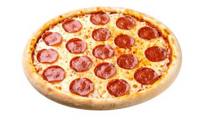 Round pizza with pepperoni