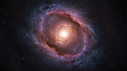 Fototapeta premium Epic spiral galaxy with glowing core and vivid nebula clouds