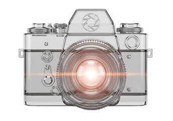 Vintage camera with glowing lens capturing light and memories photography equipment