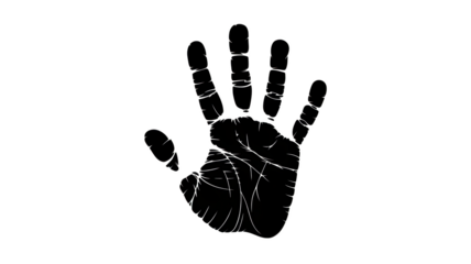 White handprint on background hand drawn digital art style illustration isolated on transparent background