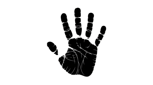 White handprint on background hand drawn digital art style illustration isolated on transparent background