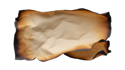 Wrinkled paper with burnt edges and crumpled texture old aesthetic background illustration isolated on transparent background