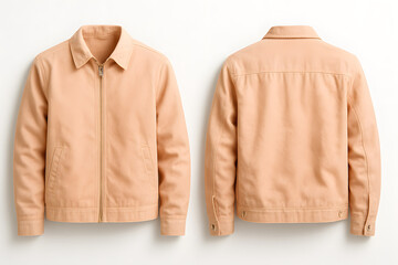 Peach Pastel Jacket Mockup – Front and Back View on White Background