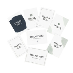 Thank you cards stationery set appreciation gratitude heartfelt thanks kindness notes elegant design chars on transparent background