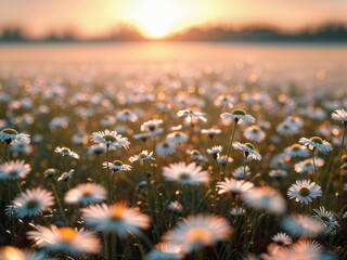 Golden Hour Daisies: A Sunrise Meadow