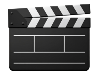  3D Rendered Movie Clapperboard Front View, Black and White Stripes, Isolated on Transparent Background  
