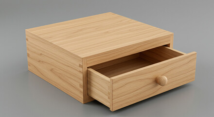 Elegant wooden drawer unit with open compartment, clean design for modern storage solutions