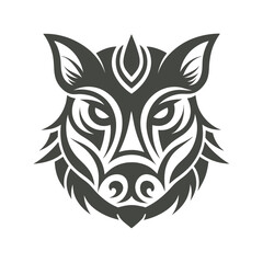 Wild Boar Tribal Tattoo Logo For Body Art Design And Fierce Animal Silhouette Emblem