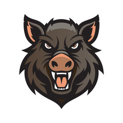 Roaring Wild Boar Face Vector Logo Design