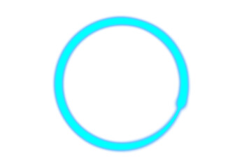 neon blue circle light icon for creative design and glowing ring isolated on png transparent background