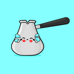Cute cartoon coffee pot with kawaii face