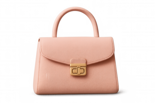 Stylish pink handbag isolated on transparent background, perfect for fashion and accessory projects