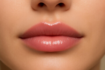 Naklejka premium Lip filler treatment for plump youthful smooth and fuller lips