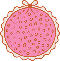 Pink Baby Shower Favor, Cute Baby Gift Tag, Scalloped Circle Design, Pastel Pink Dotted Ornament, Round Baby Shower Decoration