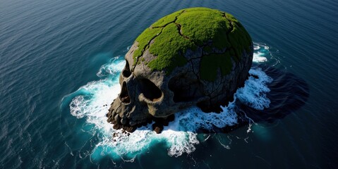 Fototapeta premium an island with a skull on top of it