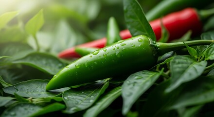 Fresh Green Chili Peppers.