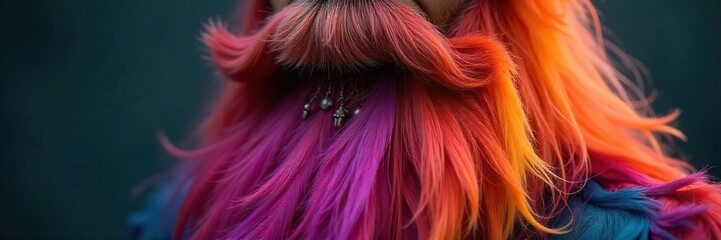Whimsical Feather Beard Close-Up Colorful, Fluffy Fantasy Costume Accessory Detail