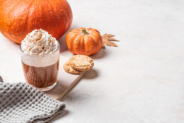 Autumn template with Pumpkin Spice Latte coffee