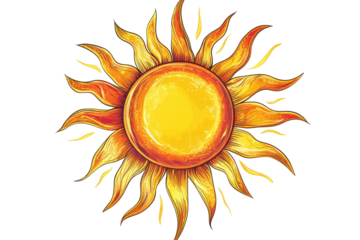 Sun face artwork with closed eyes and ray-like petals in soft sepia tones against plain white backdrop