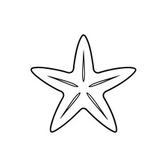 Outline of a simple starfish on transparent background
