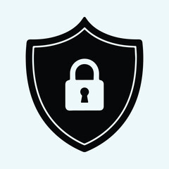 Illustrator Vector Security shield with padlock icon security concept silhouette