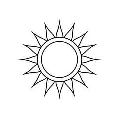 Simple sun with pointy rays art on transparent background