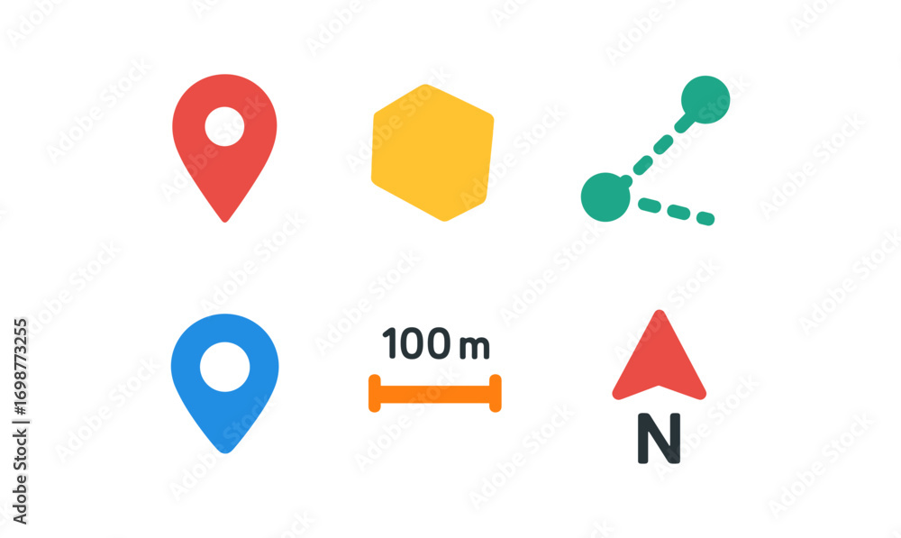Poster modern minimalist navigation icons for maps and navigation apps