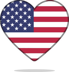 American flag heart vector illustration