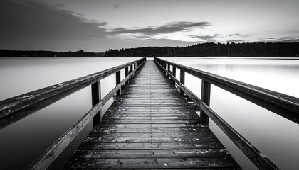 Fototapeta premium Tranquil Lakeside Pier at Dusk