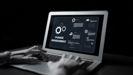 AI supports business transformation through change management strategies combining innovation, globalization, solution enablement, and team collaboration Latch