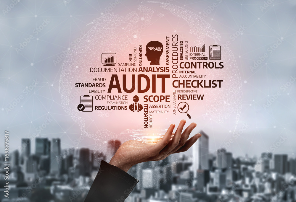 Poster this image captures the essence of the audit process, featuring essential terms and concepts related