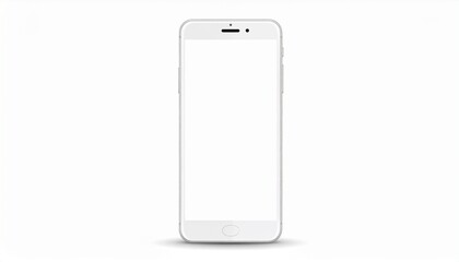 Modern white smartphone with blank screen isolated on white background