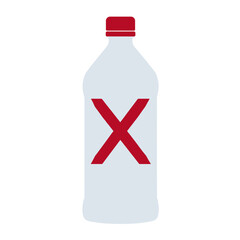 Obraz premium Life Below Water. A graphic illustration of a plastic bottle with a red 