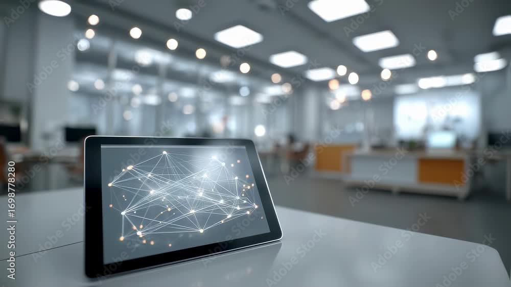Aufkleber medium shot capturing a segmented network diagram on a tablet firewalls and conduits outlined crispl