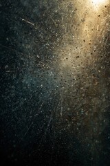 Dust on glass with glowing light rays through speckled texture