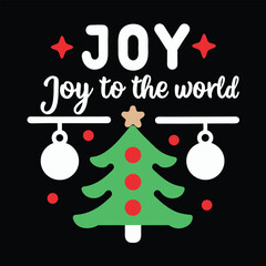 Festive Christmas Joy Design Joy to the World with Tree and Ornaments