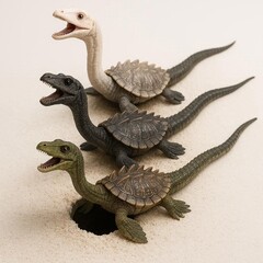 Newly hatched turtlosaurus babies on land
