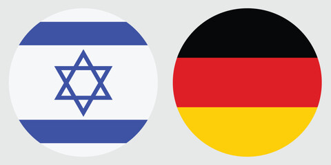 Israel and Germany Circular Flags on Grey Background Diplomatic Relations and International Unity , vector design and digital illustration 