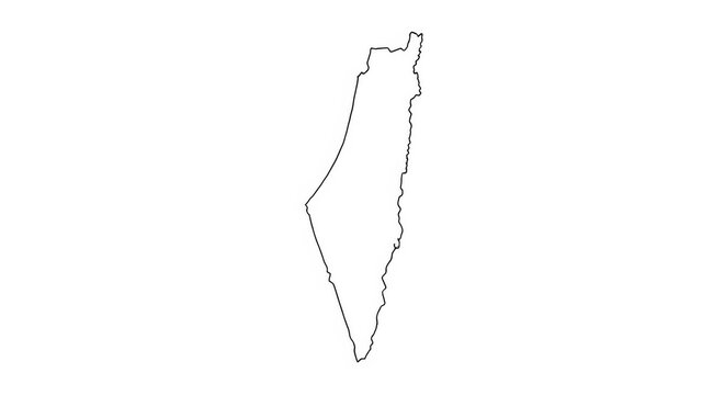 A simple outline map of palestine on a plain white background