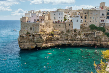 Cliffside Houses Above the Adriatic in Polignano a Mare, Apulia, Italy