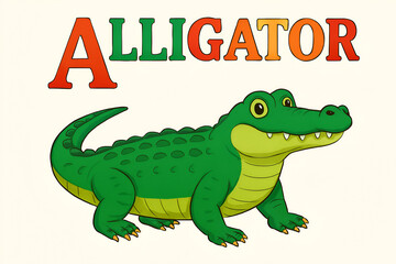 Cartoon Alligator Animal Illustration for Kids Learning