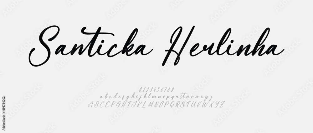 Fototapete signature font calligraphy logotype script brush font. handwritten script editable text effect templ