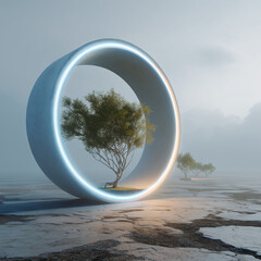 Minimalist carbon capture technology, abstract futuristic environmental sustainability concept