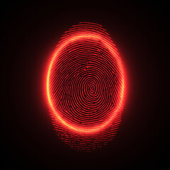 Secure fingerprint scanner glowing red technology high resolution picture