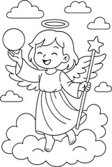 Beautiful Angel coloring pages for kids with Christmas