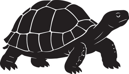 Fototapeta premium Tortoise Side View – Stylized Black and White Vector Illustration