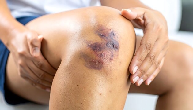 Bruised knee, close-up