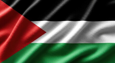 Fototapeta premium A closeup view of the palestinian flag, showcasing its textured fabric and vibrant colors