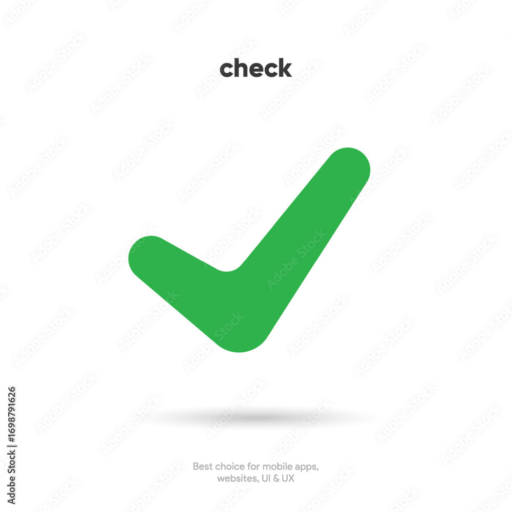 Poster checkmark and check icon. approval check and true icon. set quality sign, green tick. approve line a